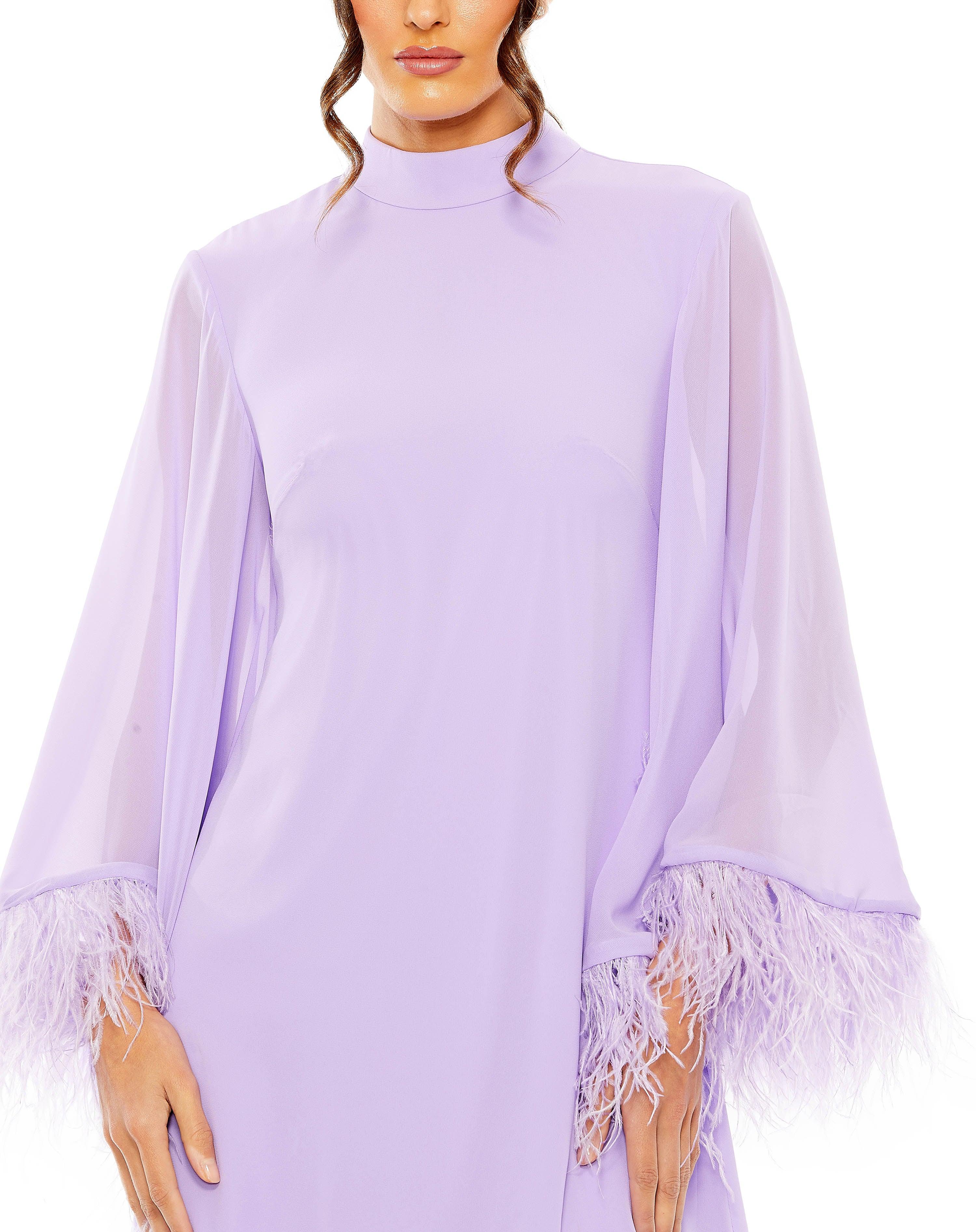 chiffon lilac long sleeved cocktail dresses