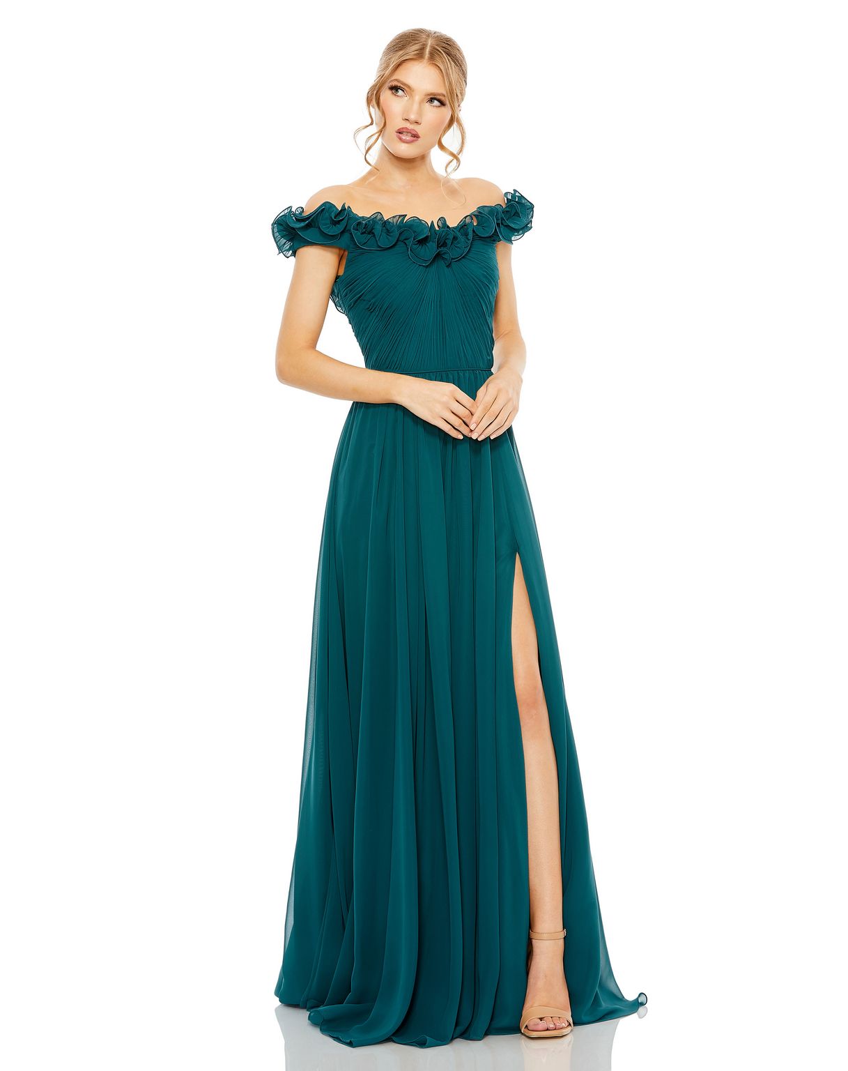 Prom Dresses Ruffled Prom Formal Long Dress Teal