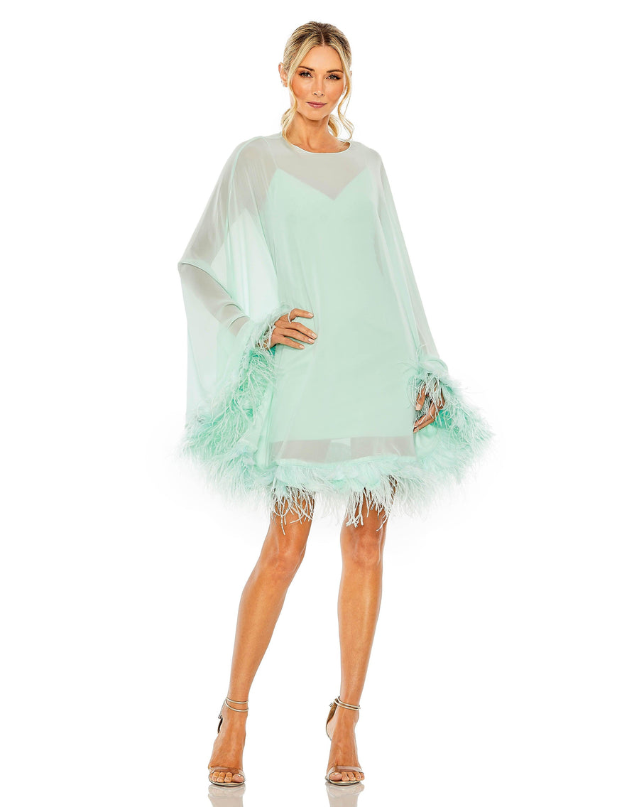 Cocktail Dresses Long Sleeve Chiffon Cocktail Dress Mint