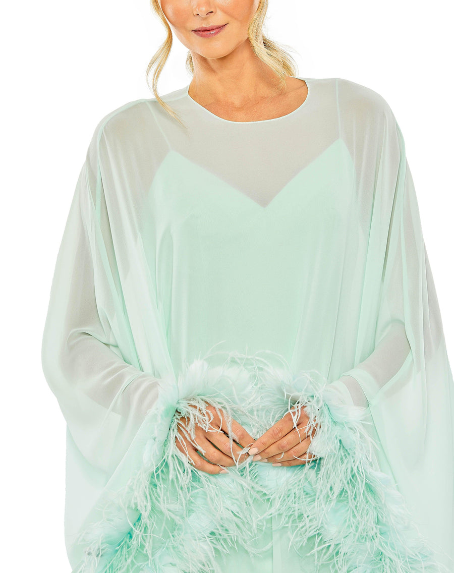 Cocktail Dresses Long Sleeve Chiffon Cocktail Dress Mint