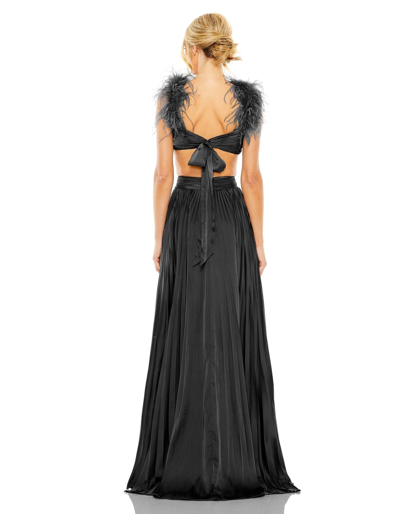 Prom Dresses Long Formal Pleated Feather Prom Dress Black