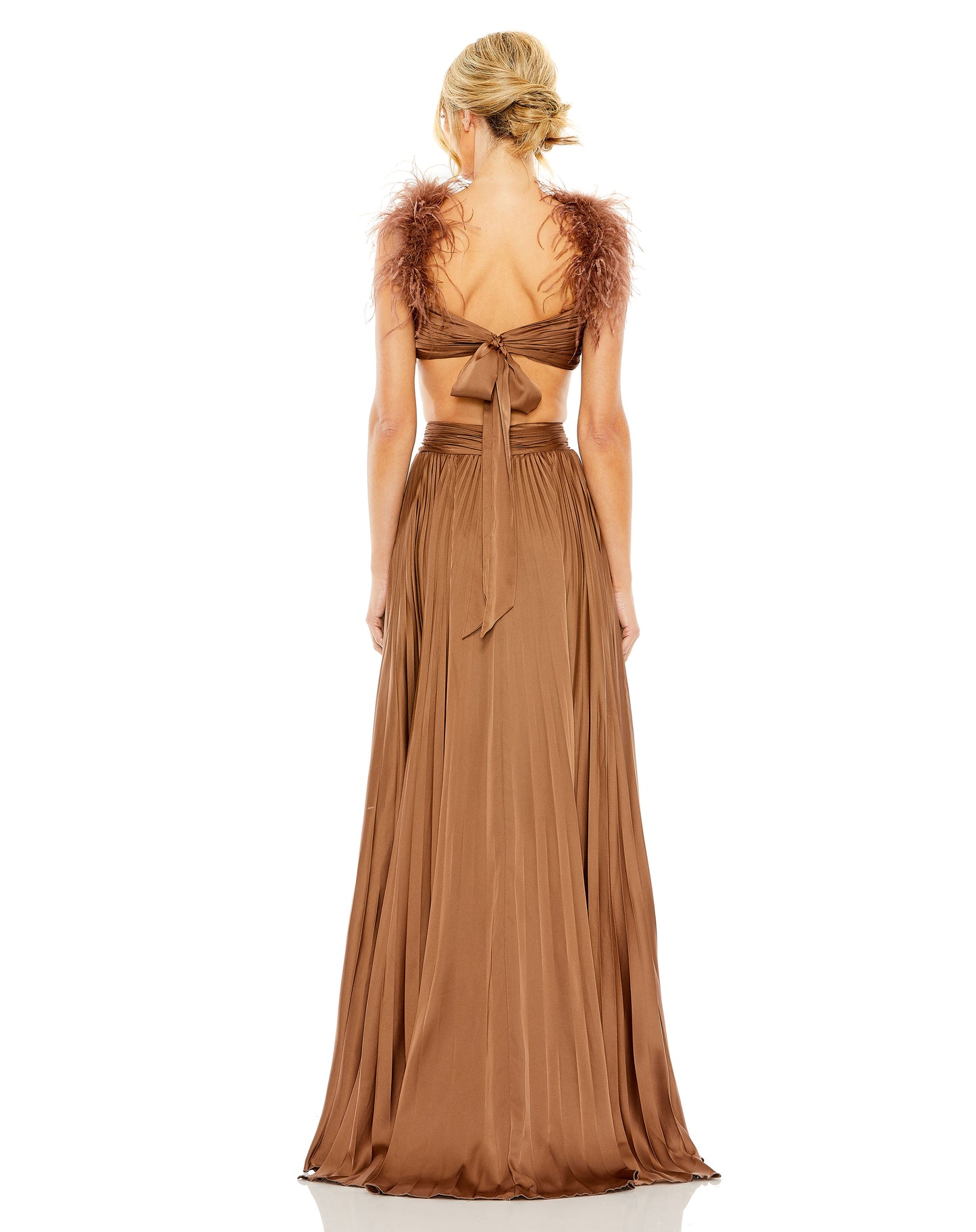 Prom Dresses Long Formal Pleated Feather Prom Dress Chocolate