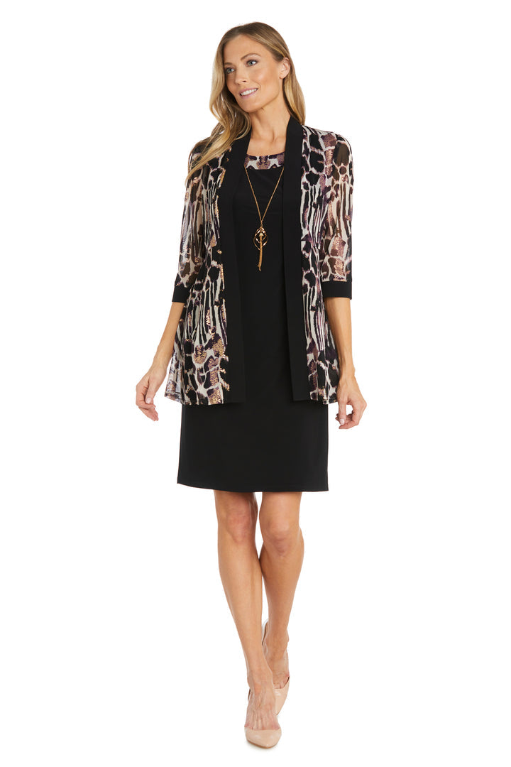 Mother of the Bride Dresses Mother of the Bride Short Cheetah Print Jacket Dress Eggplant