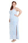 Plus Size Dresses Long Fitted Plus Size Sequin Formal Prom Dress Blue