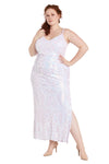 Plus Size Dresses Long Fitted Plus Size Sequin Formal Prom Dress Lavender