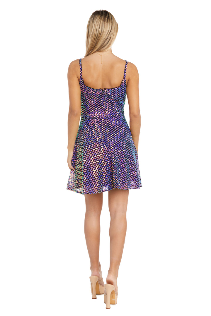 Cocktail Dresses Short Sequin Box Pattern Cocktail Dress Black/Blue/Rainbow