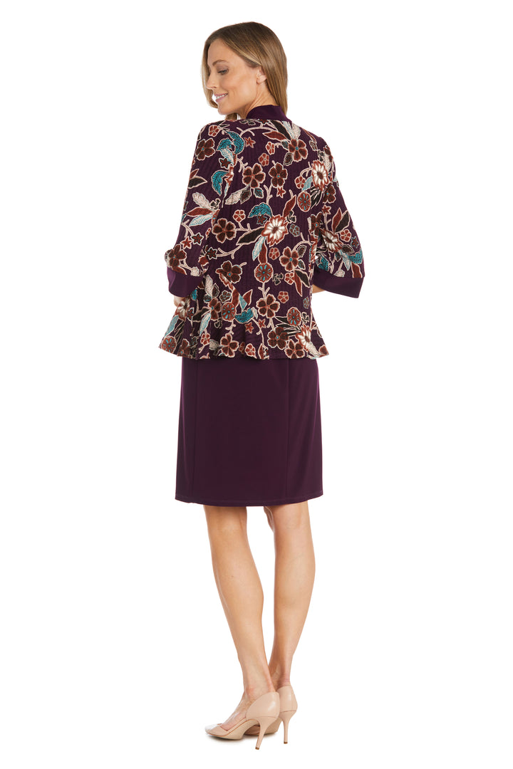 Mother of the Bride Dresses Short Mother of the Bride Floral Printed Jacket Dress Eggplant