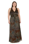 Plus Size Dresses Long Formal Metallic Plus Size Evening Dress Bronze