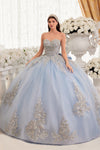 Quinceniera Dresses Long Quinceanera Lace Applique Ball Gown Lt Blue