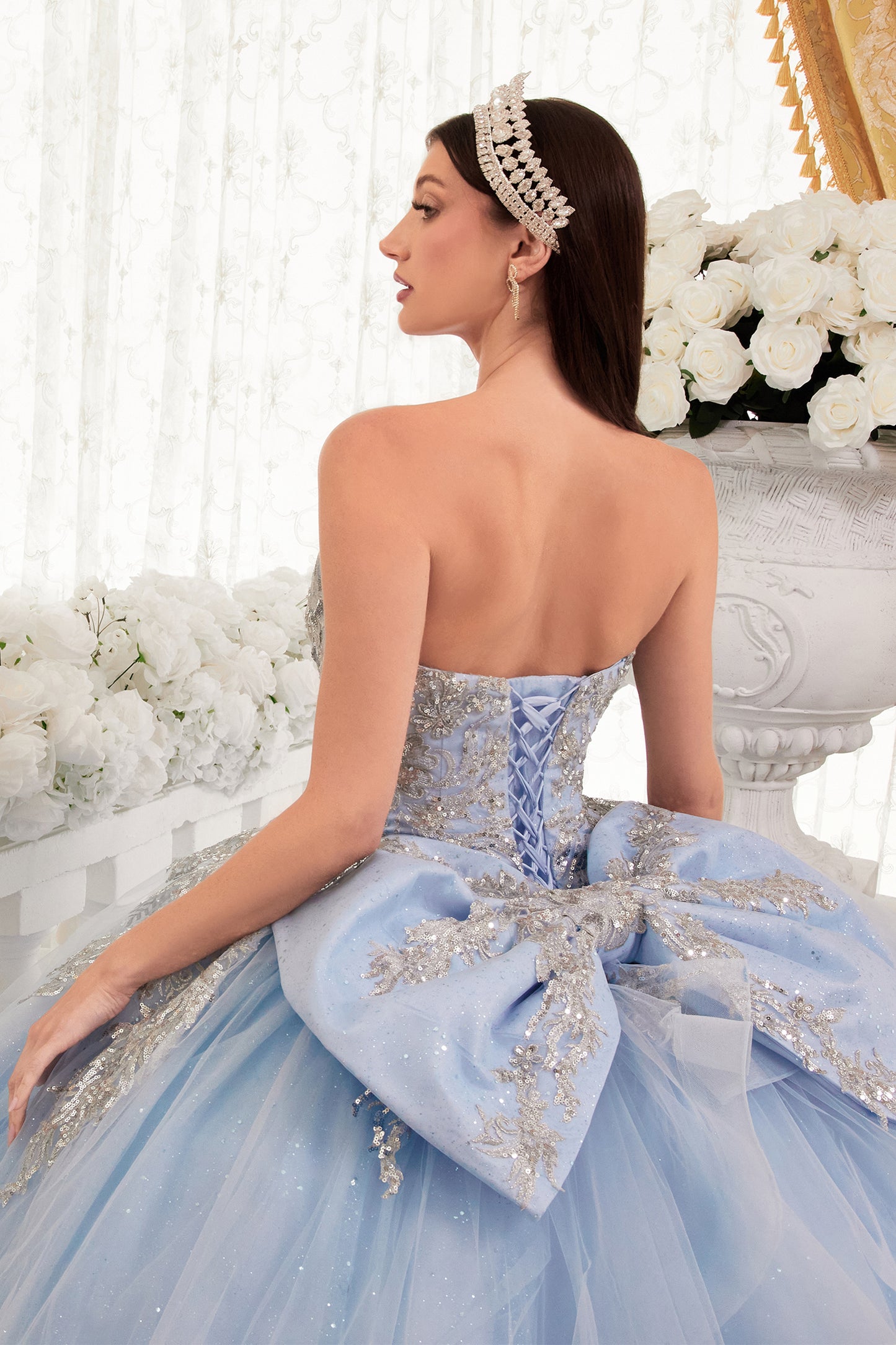 Quinceniera Dresses Lace Applique  Ball Gown Lt Blue