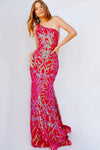 Prom Dresses Long Fitted One Shoulder Prom Dress Iridescent Red