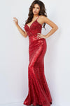 Prom Dresses Long Formal Spaghetti Strap Beaded Prom Gown Red