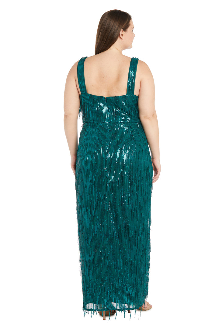 Plus Size Dresses Long Plus Size Formal Sequin Fringe Dress Emerald