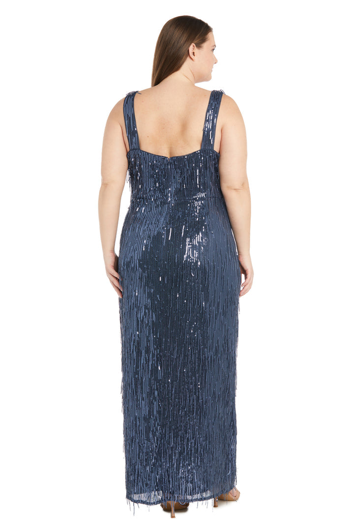 Plus Size Dresses Long Plus Size Formal Sequin Fringe Dress Gunmetal