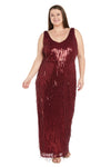 Plus Size Dresses Long Plus Size Formal Sequin Fringe Dress Merlot