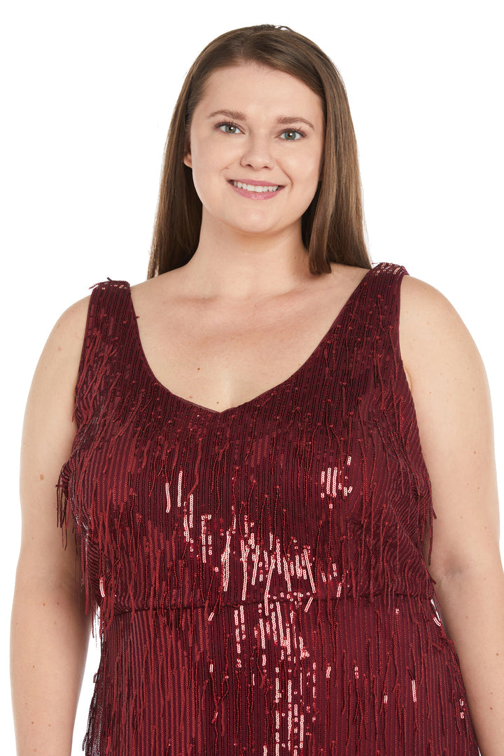 Plus Size Dresses Long Plus Size Formal Sequin Fringe Dress Merlot