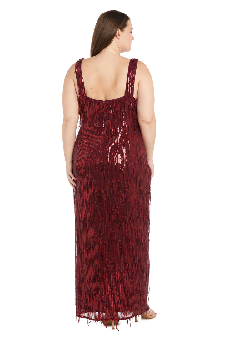 Plus Size Dresses Long Plus Size Formal Sequin Fringe Dress Merlot