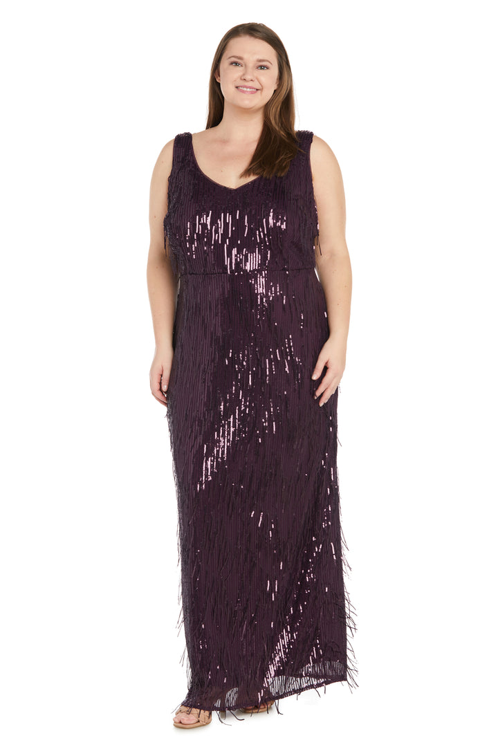 Plus Size Dresses Long Plus Size Formal Sequin Fringe Dress Plum