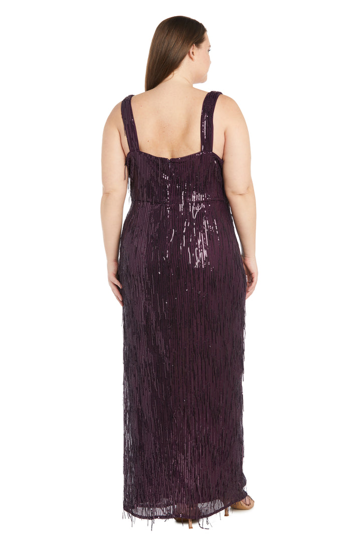 Plus Size Dresses Long Plus Size Formal Sequin Fringe Dress Plum