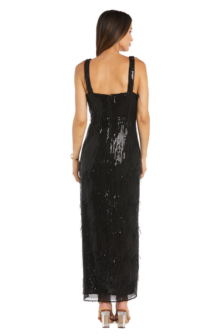 Formal Dresses Long Formal Sequin Fringe Dress Black