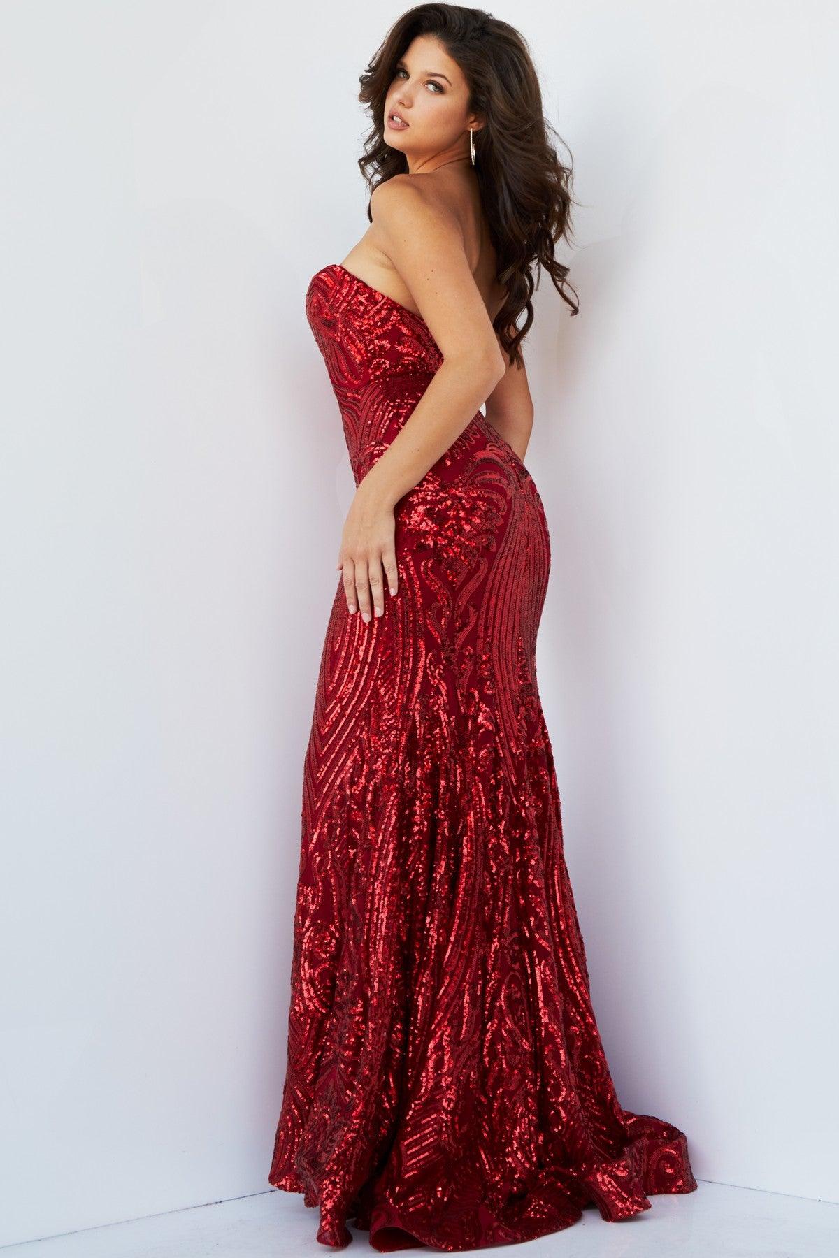 Prom Dresses Long Strapless Fitted Prom Gown Red