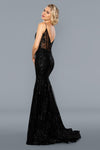 Long Sparkling Evening Gown Black