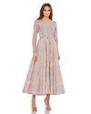 Formal Dresses Long Sleeve Formal Tea Length Dress Rose