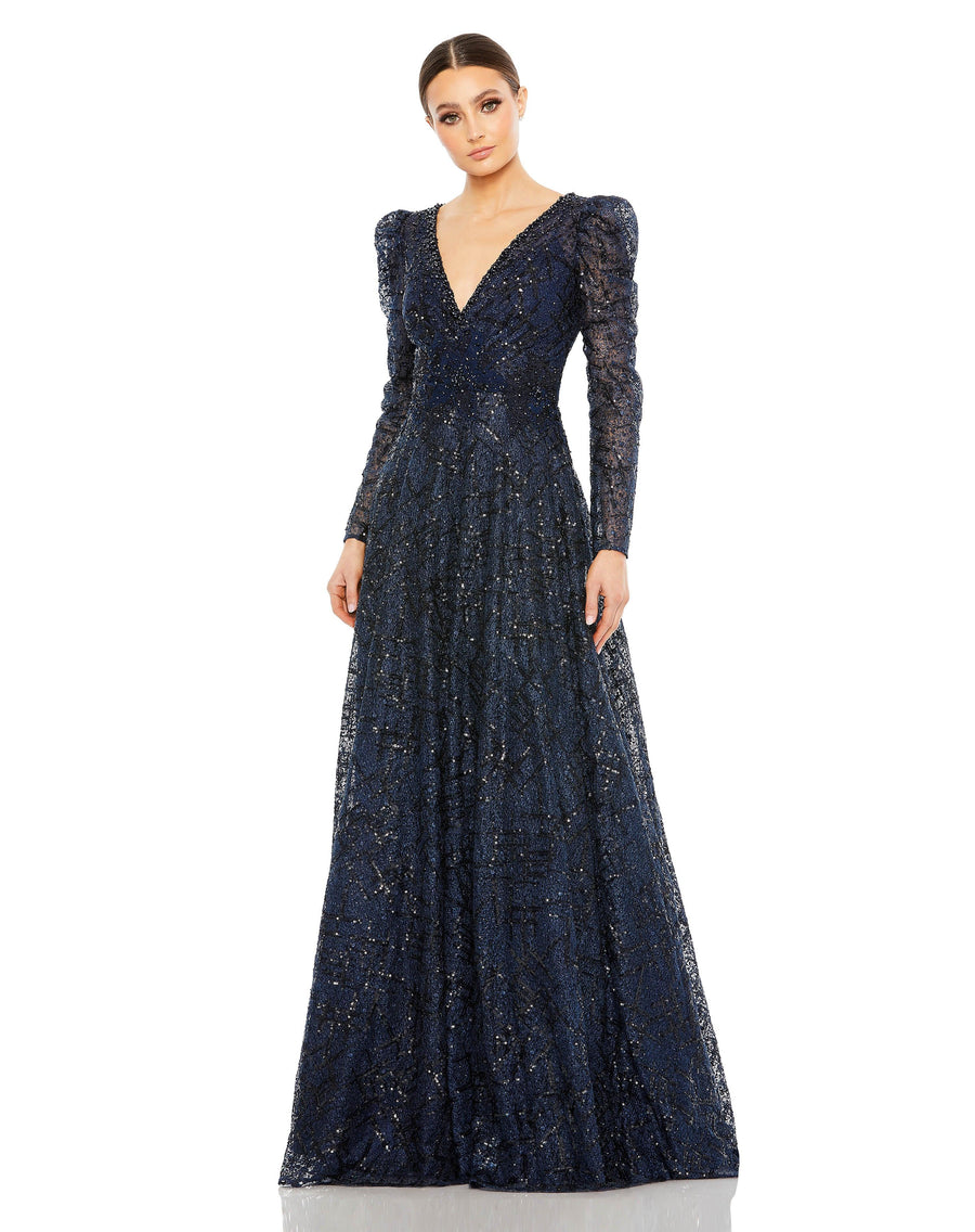 Formal Dresses Long Sleeve Formal Lace Dress Midnight