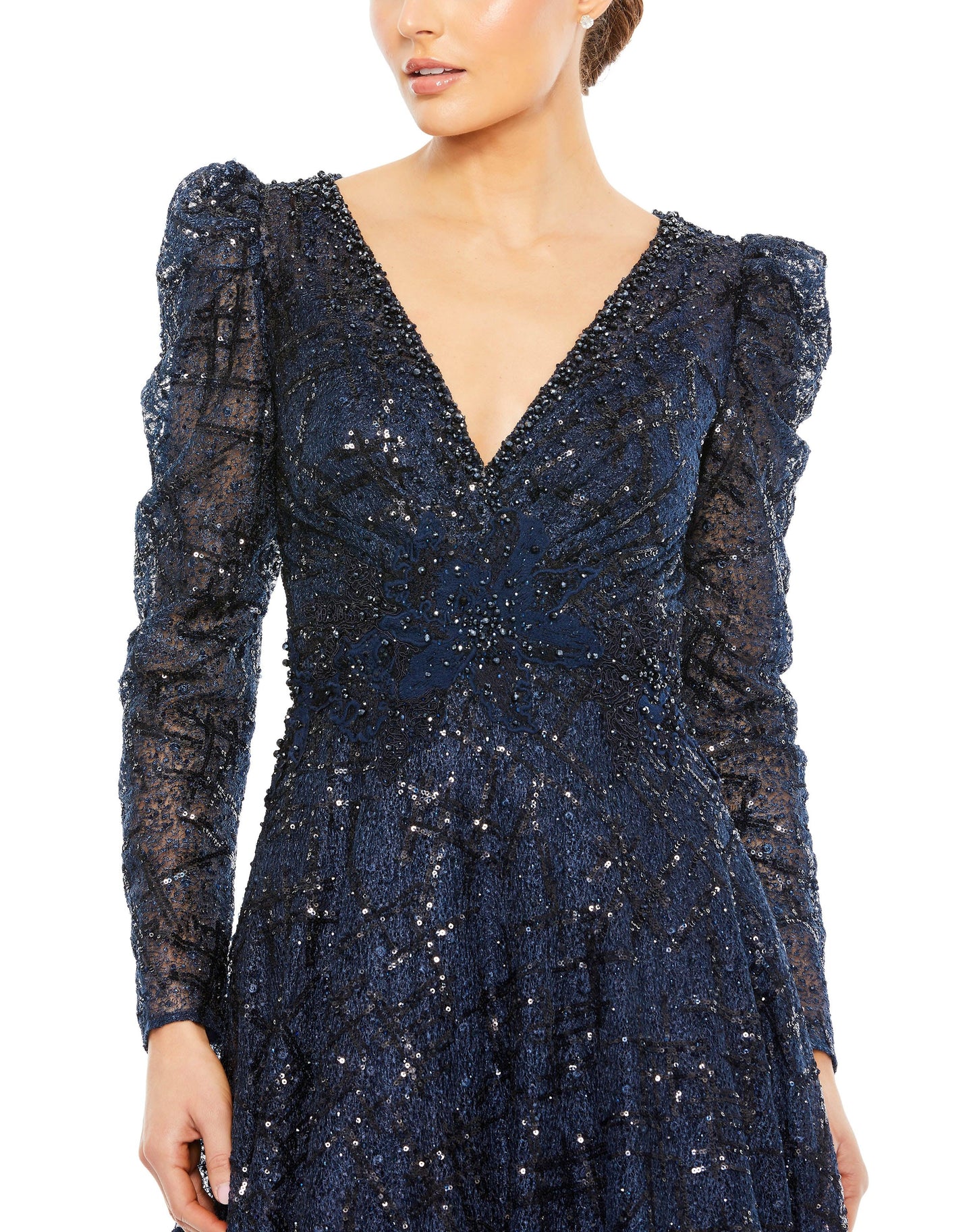 Formal Dresses Long Sleeve Formal Lace Dress Midnight