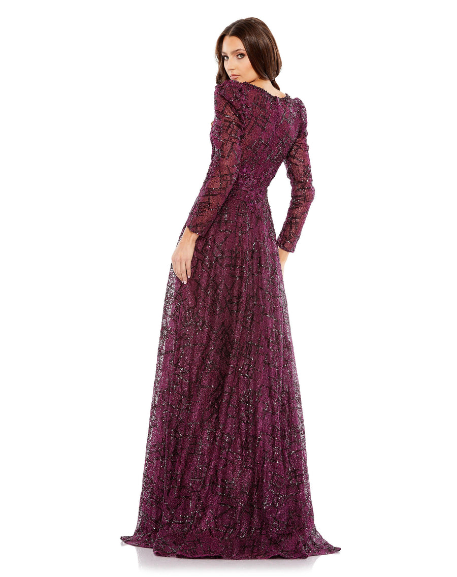 Formal Dresses Long Sleeve Formal Lace Dress Plum