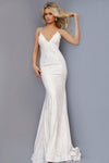 Prom Dresses Long Spaghetti Strap Fitted Prom Gown Off White/Gold