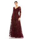 Formal Dresses Long Sleeve Formal Lace Dress Mahogany