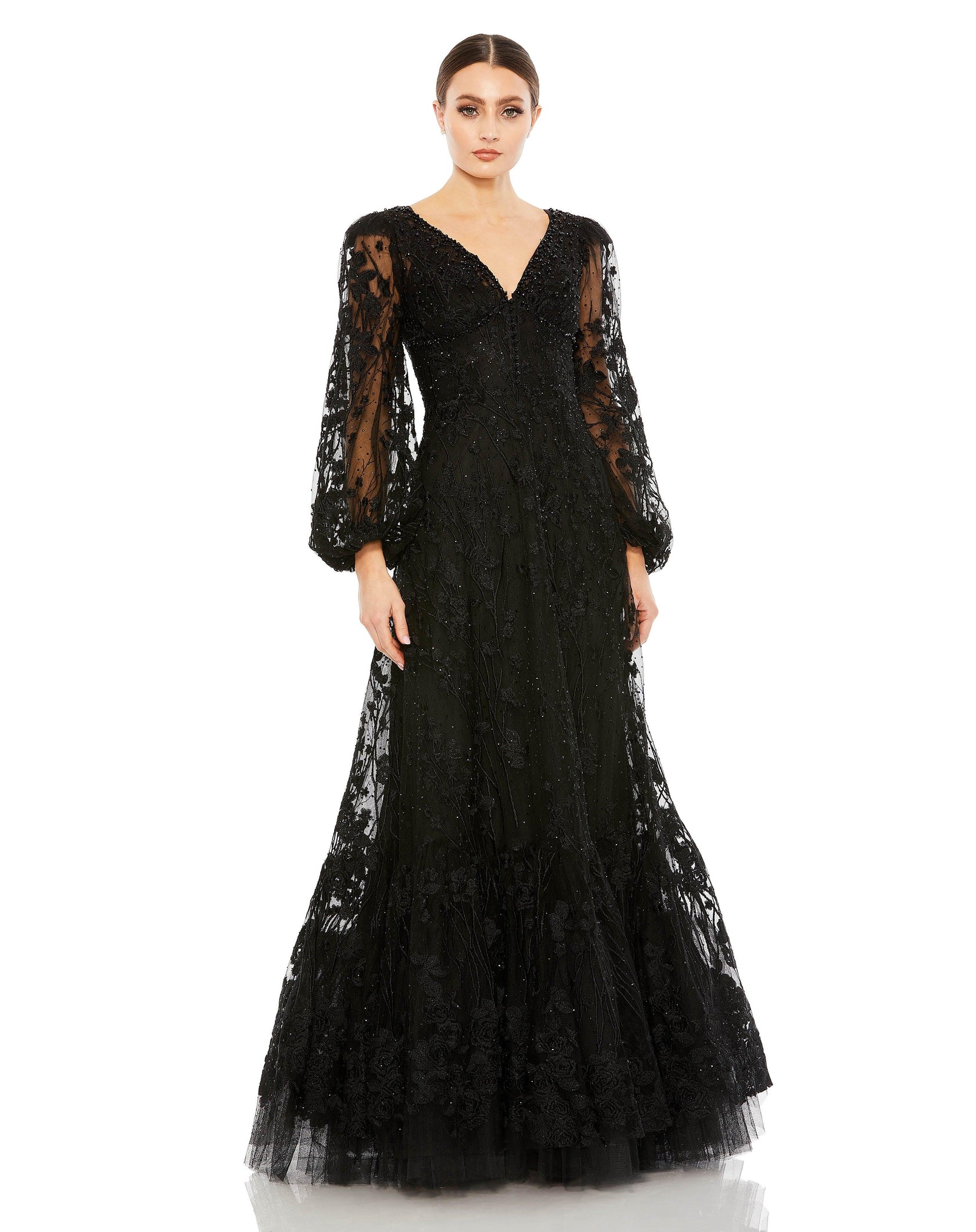 Black Mac Duggal 20430 Long Mother of the Bride Lace Formal Gown for ...