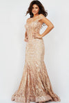 Prom Dresses Off Shoulder Fitted Long Gown ROSE GOLD