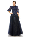 Formal Dresses Long Formal A Line Puff Sleeve Evening Dress Midnight