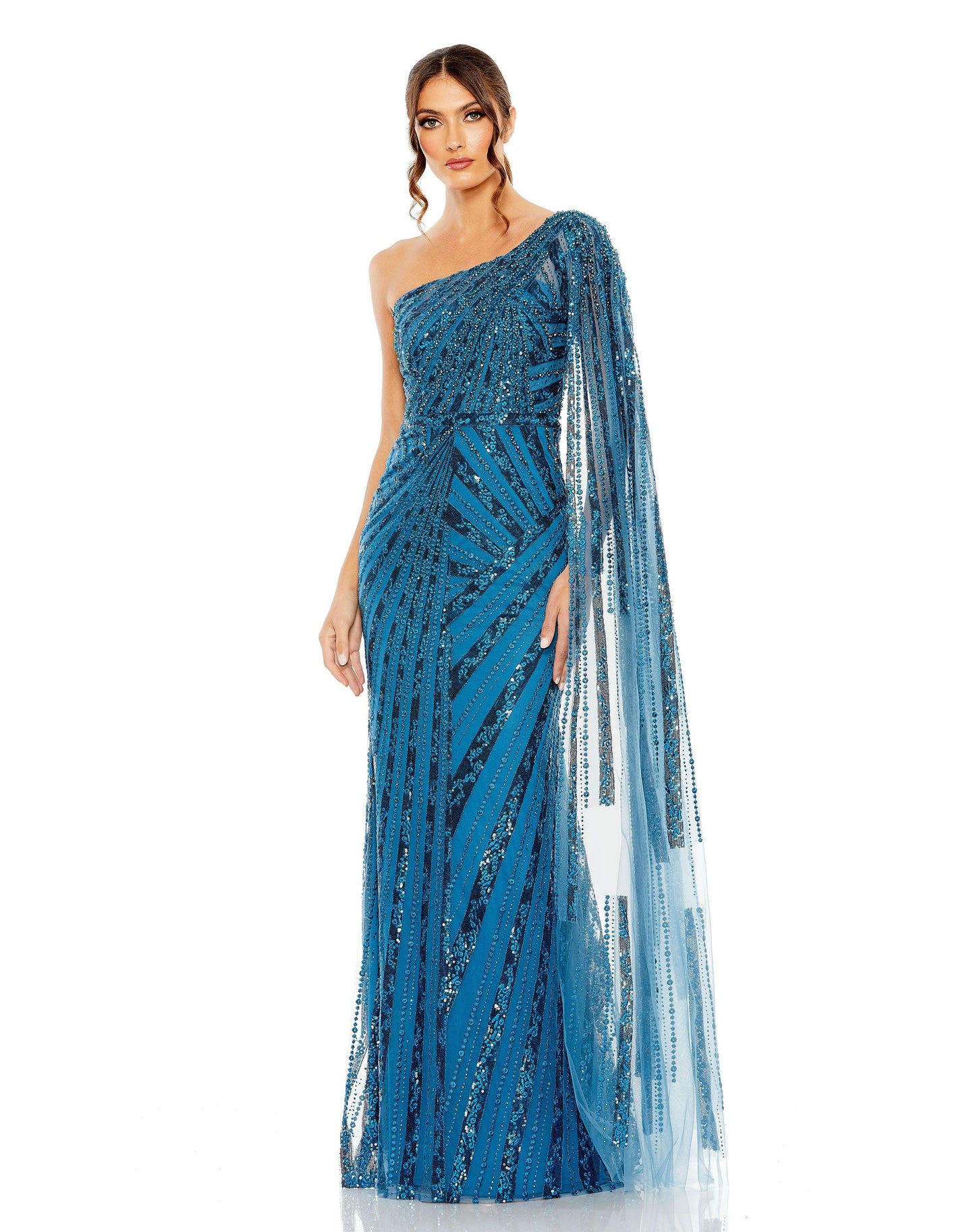 Formal Dresses Long One Shoulder Formal Dress Ocean Blue