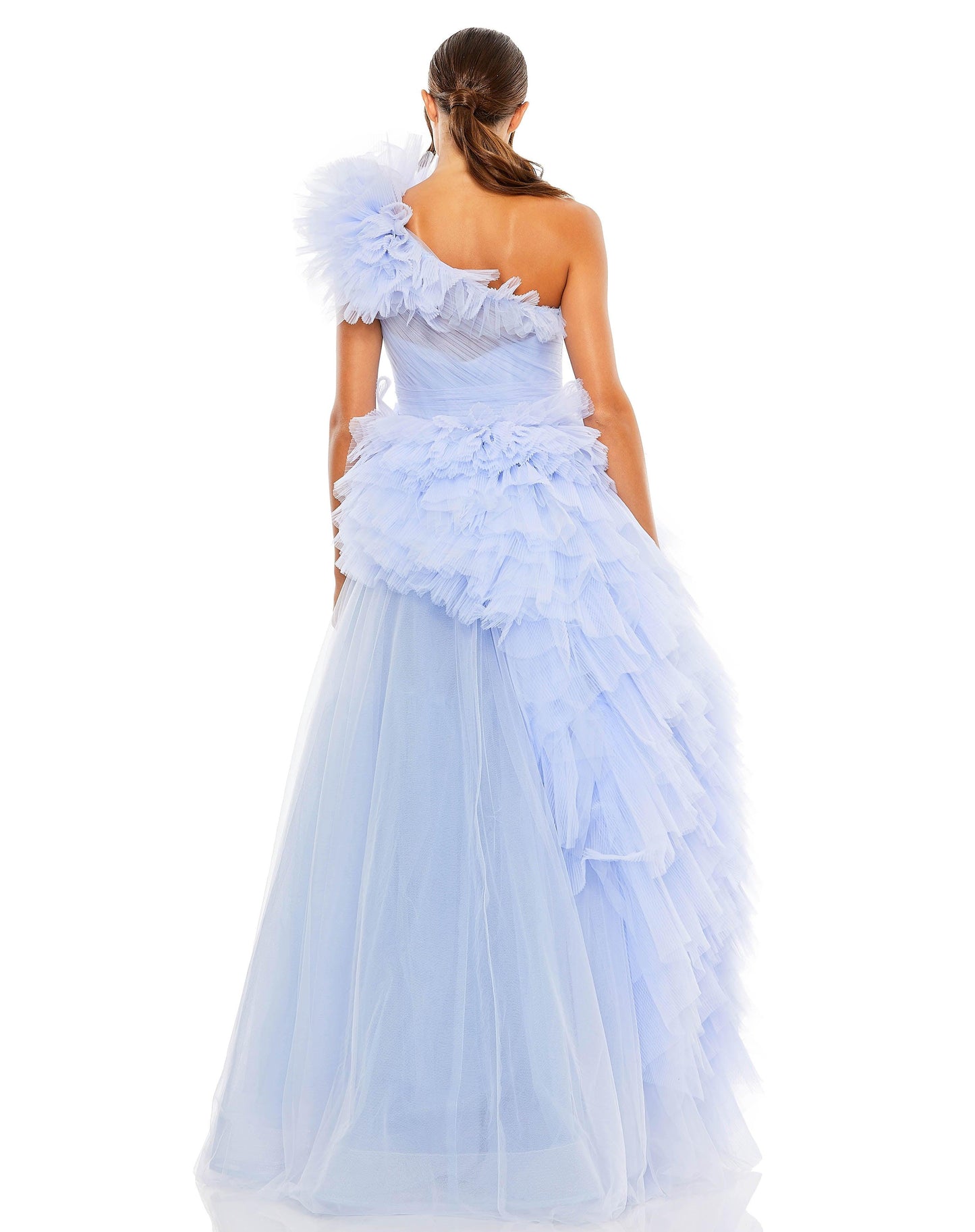 Prom Dresses Long One Shoulder Ruffle Prom Gown Periwinkle