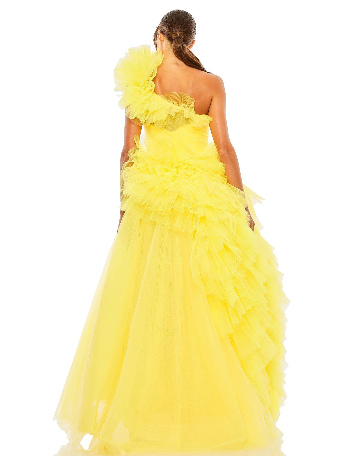 Prom Dresses Long One Shoulder Ruffle Prom Gown Sunshine