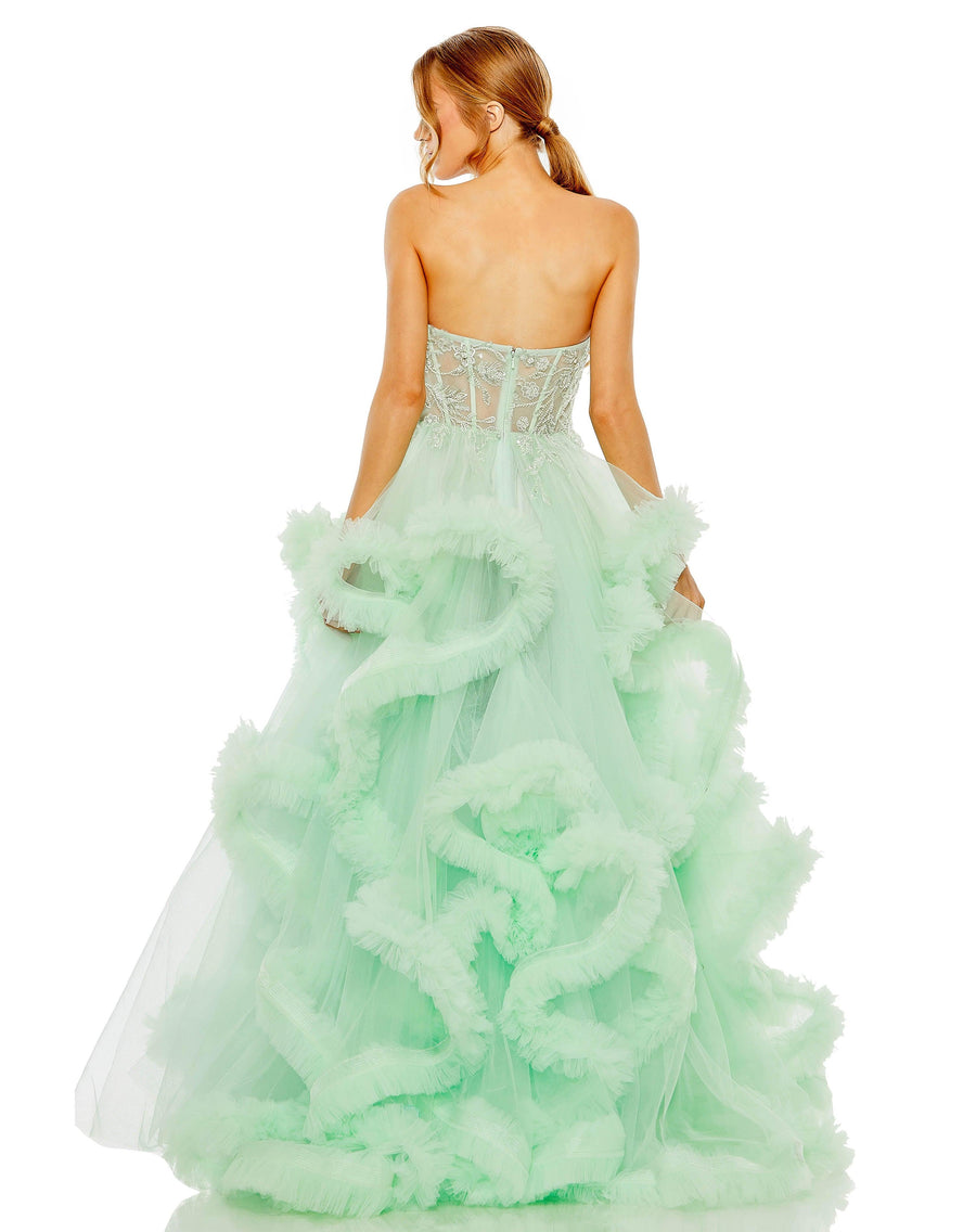 Prom Dresses Prom Long Strapless Ball Gown Aqua