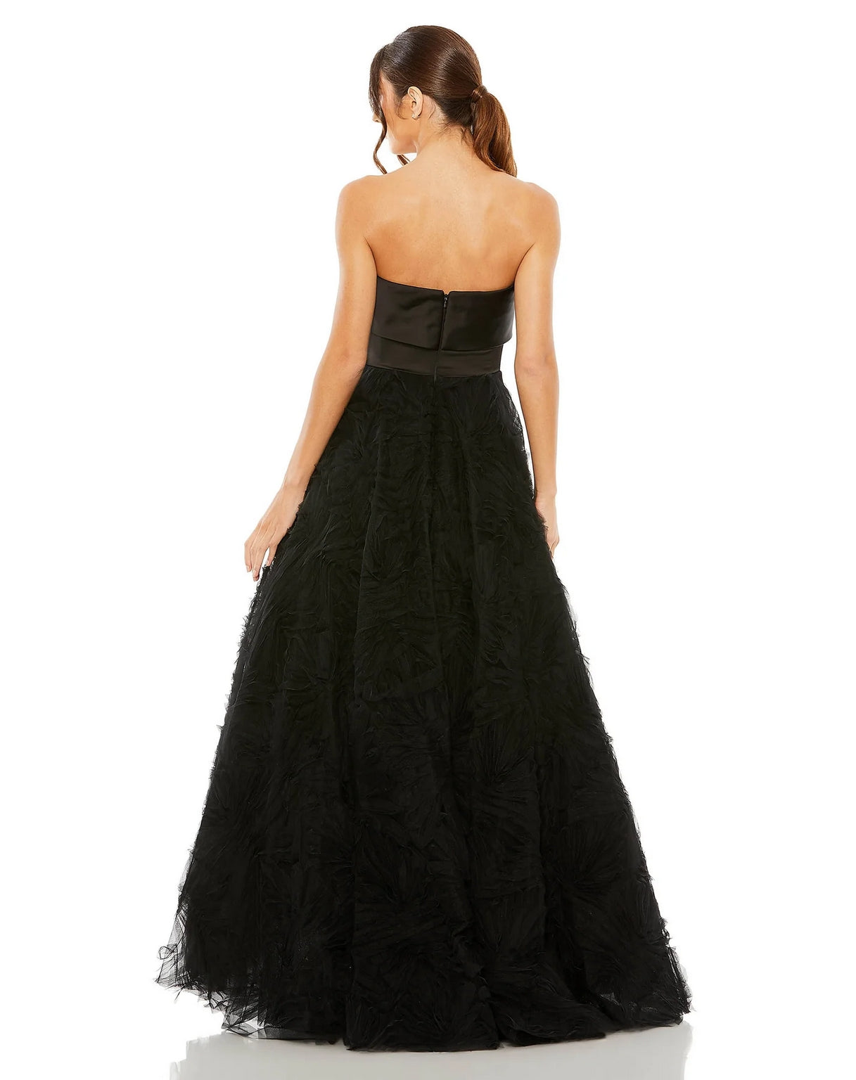 Formal Dresses High Low Strapless Front Bow Knot Tulle Dress Black