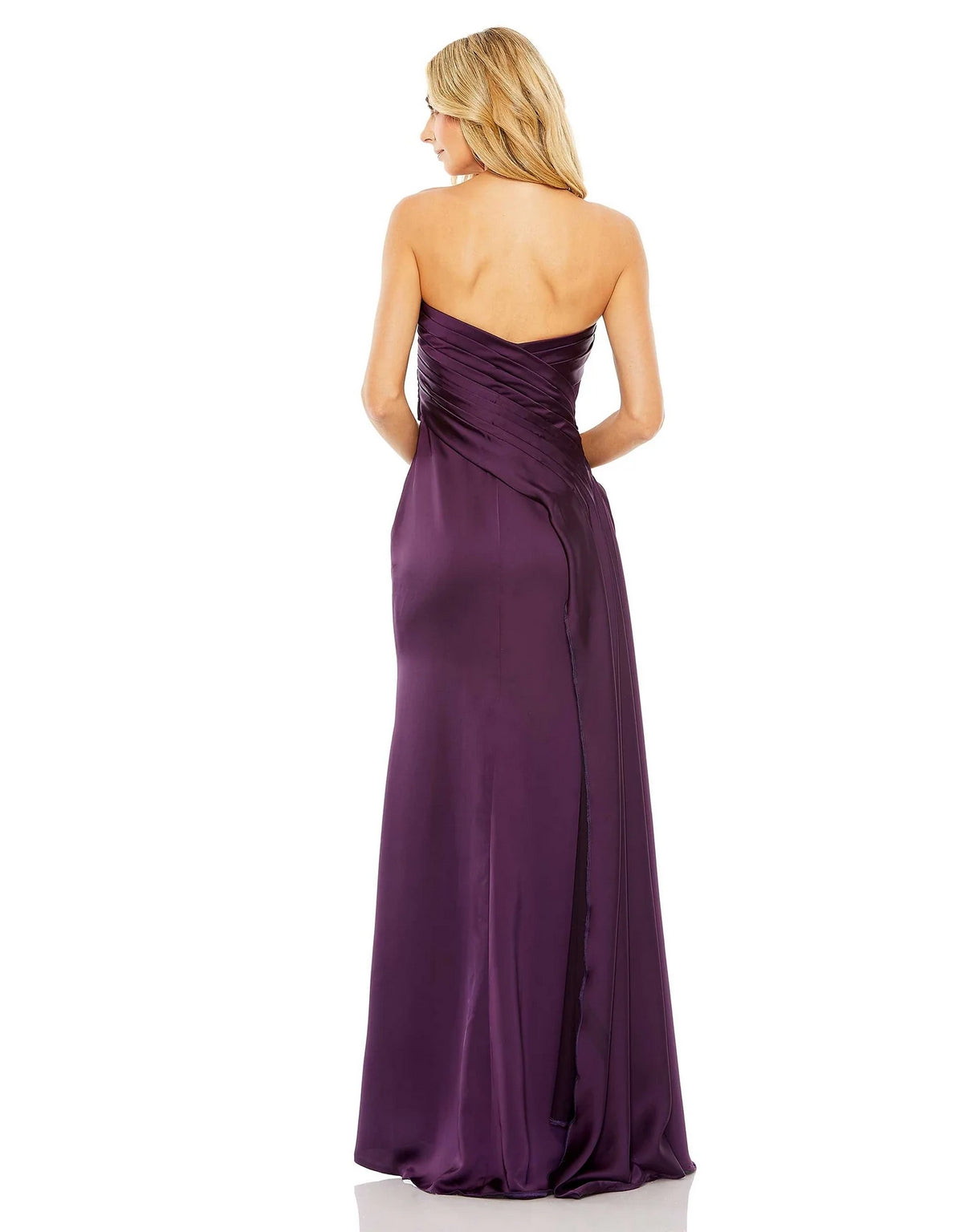 Formal Dresses Long Strapless Bow Front Detailed Dress Aubergine