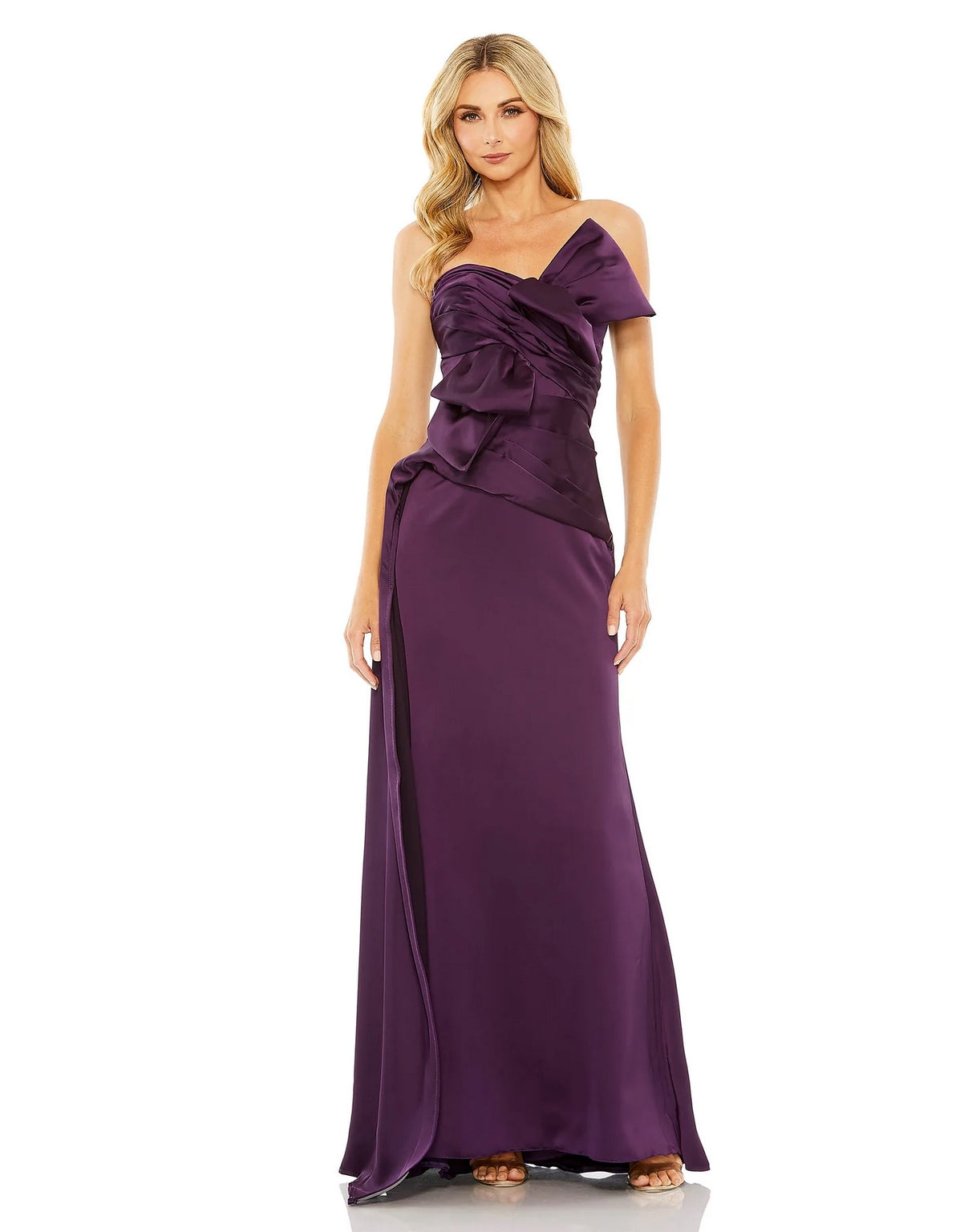 Formal Dresses Long Strapless Bow Front Detailed Dress Aubergine