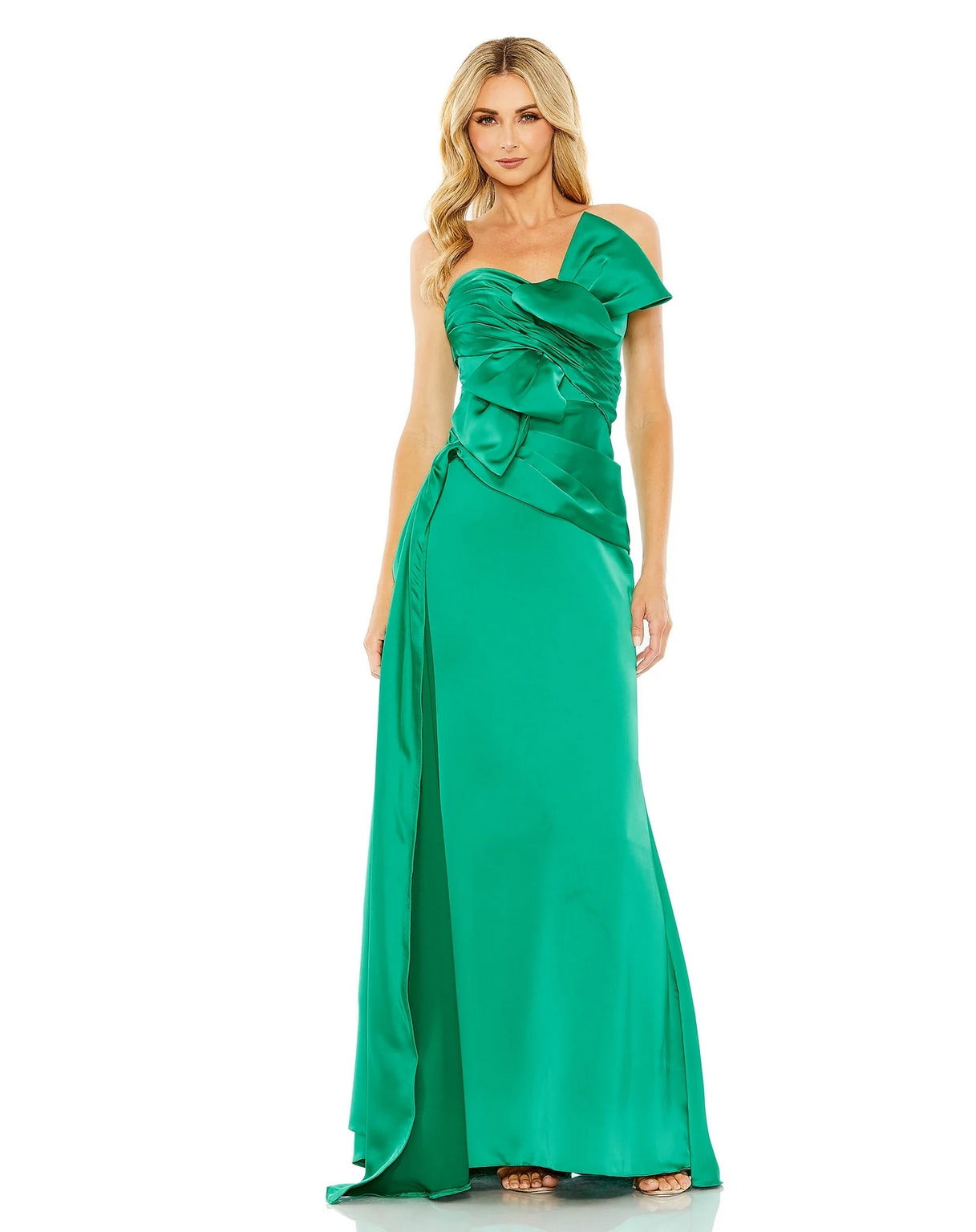 Formal Dresses Long Strapless Bow Front Detailed Dress Emerald