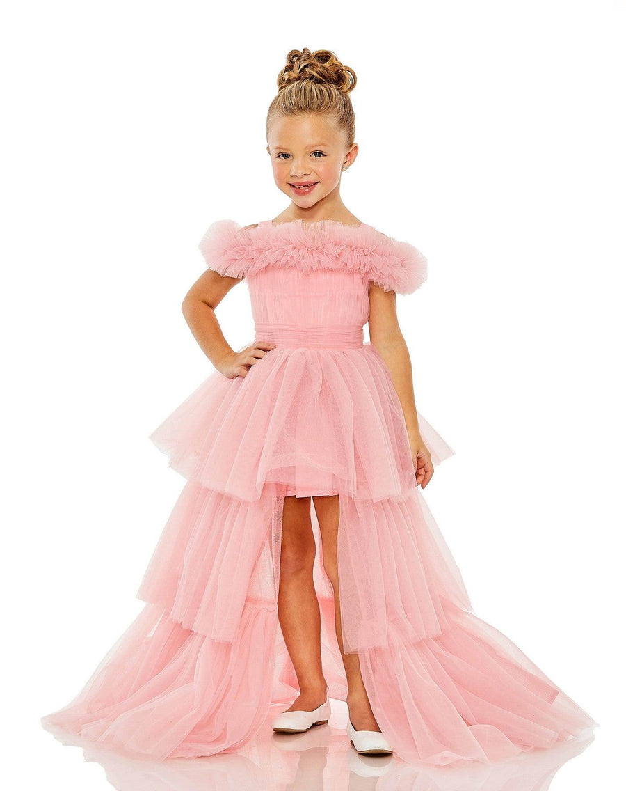 Flower Girl Dresses High Low Off Shoulder Flower Girl Ball Gown Pink