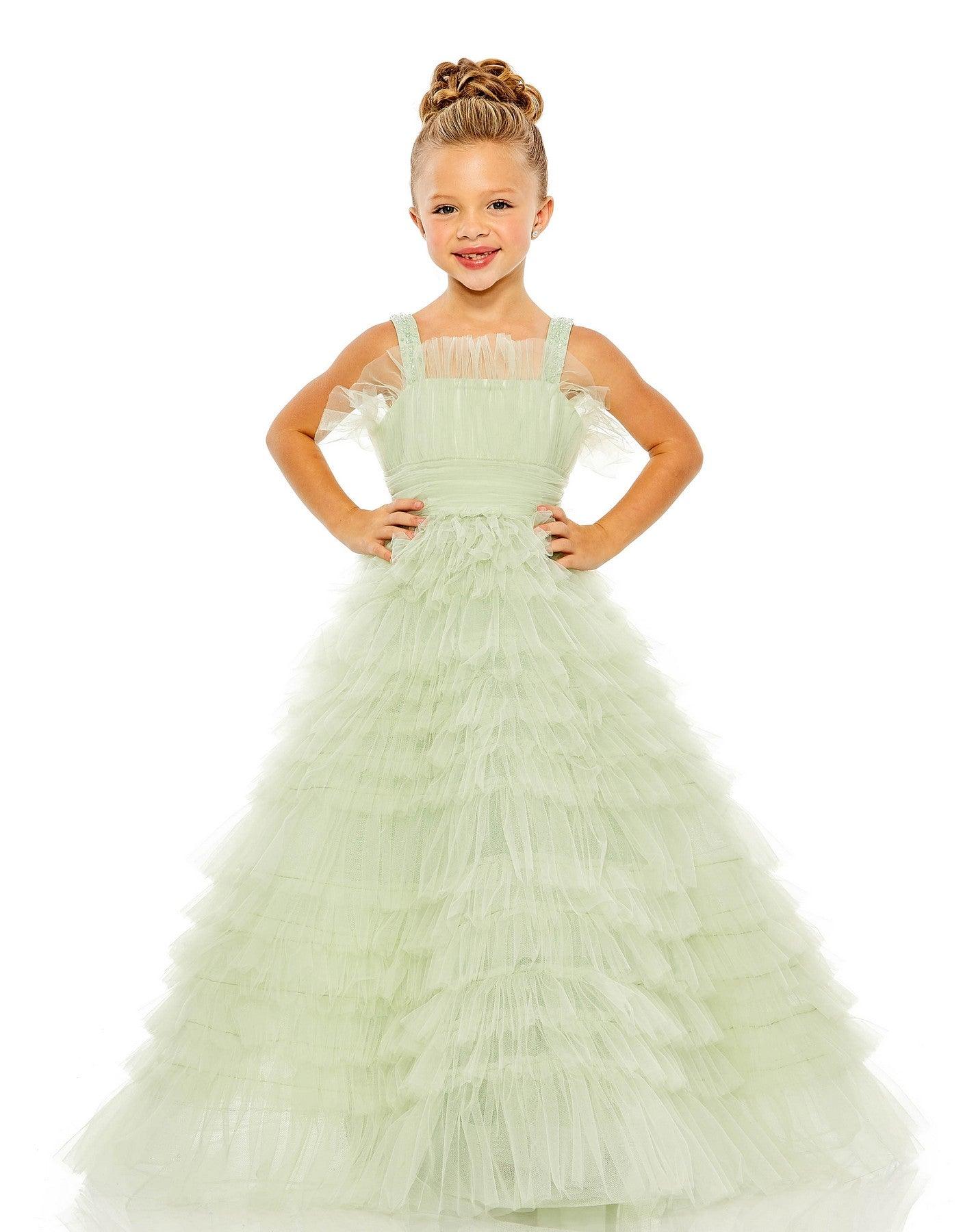 Flower Girl Dresses Long Sleeveless Flower Girl Ball Gown Mint