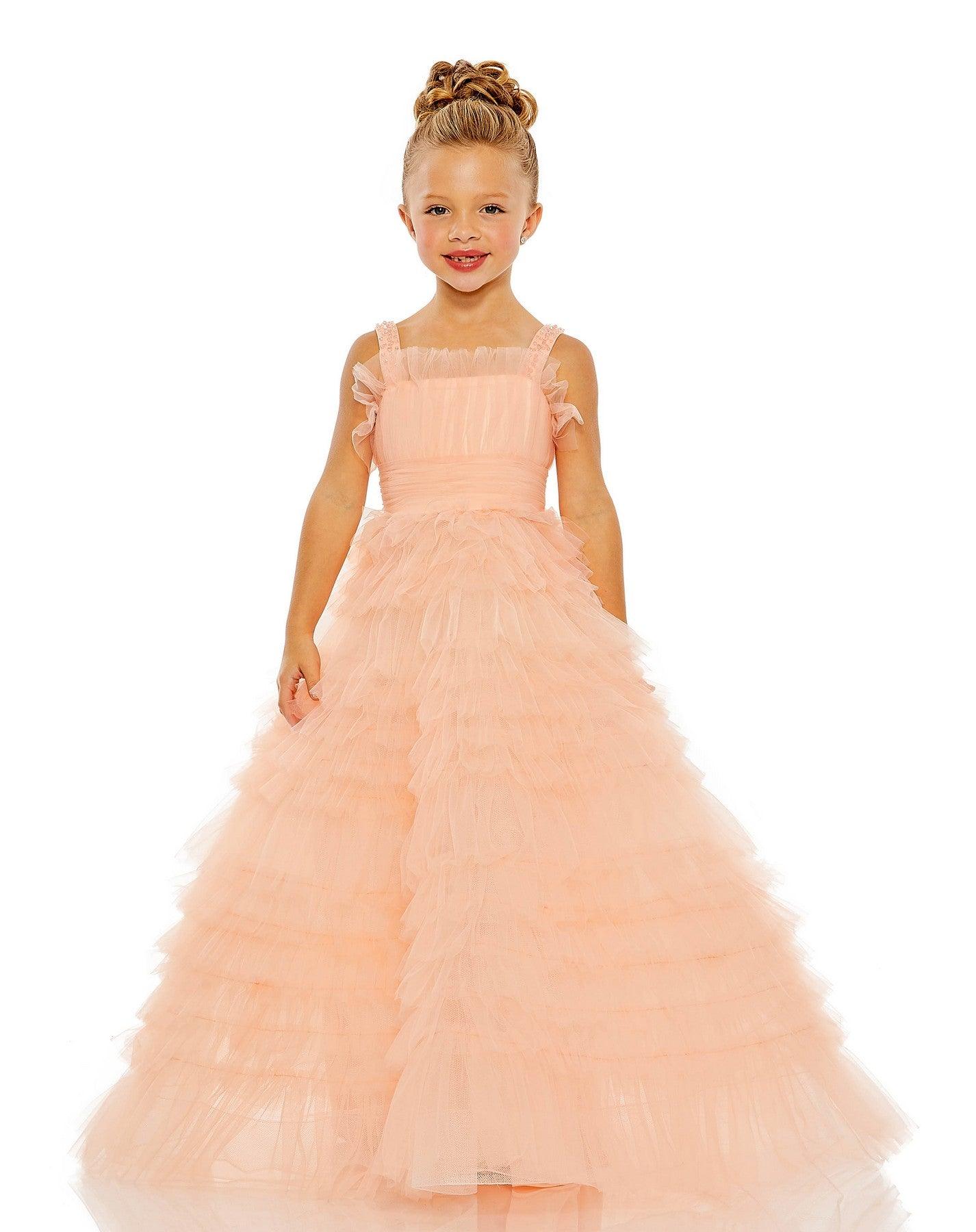 Flower Girl Dresses Long Sleeveless Flower Girl Ball Gown Peach