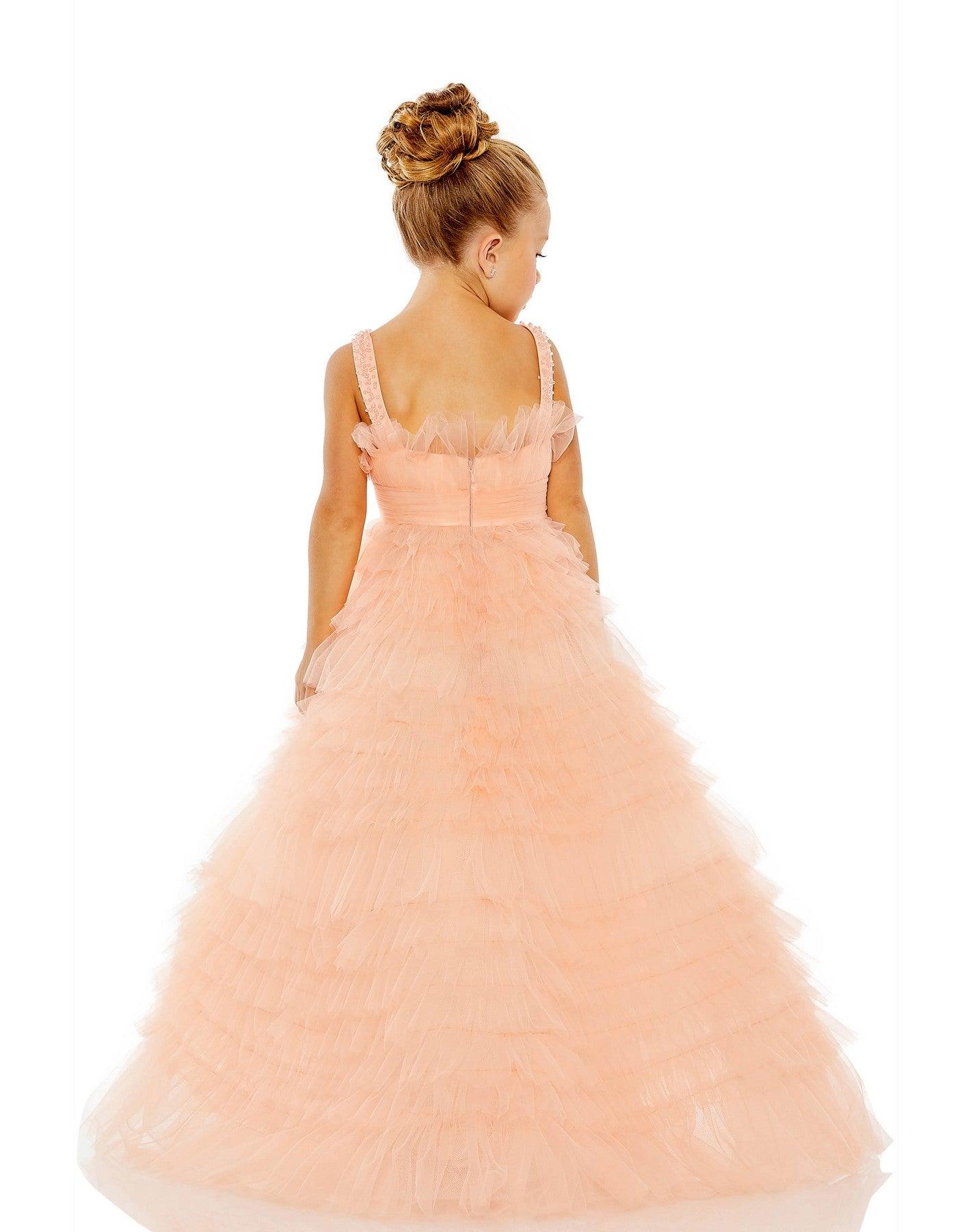 Flower Girl Dresses Long Sleeveless Flower Girl Ball Gown Peach