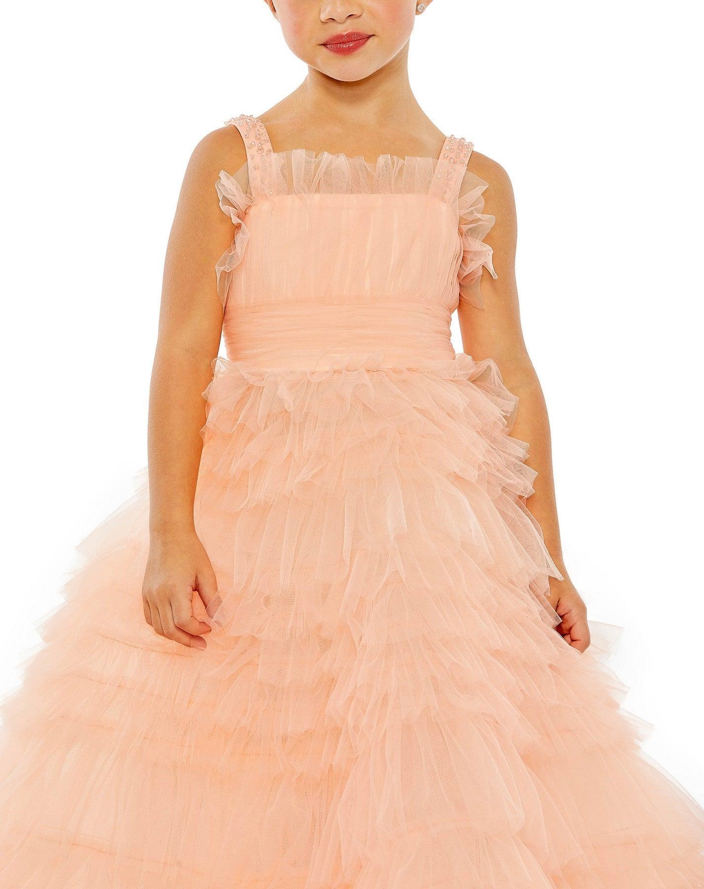 Flower Girl Dresses Long Sleeveless Flower Girl Ball Gown Peach