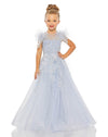 Flower Girl Dresses Long Flower Girl Cap Sleeve Beaded Ball Gown Ice Blue