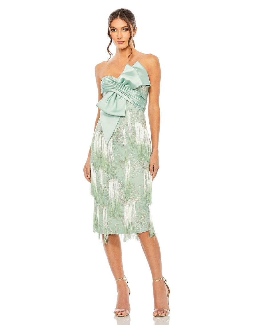 Cocktail Dresses Short Strapless Fringe Cocktail Dress Sage